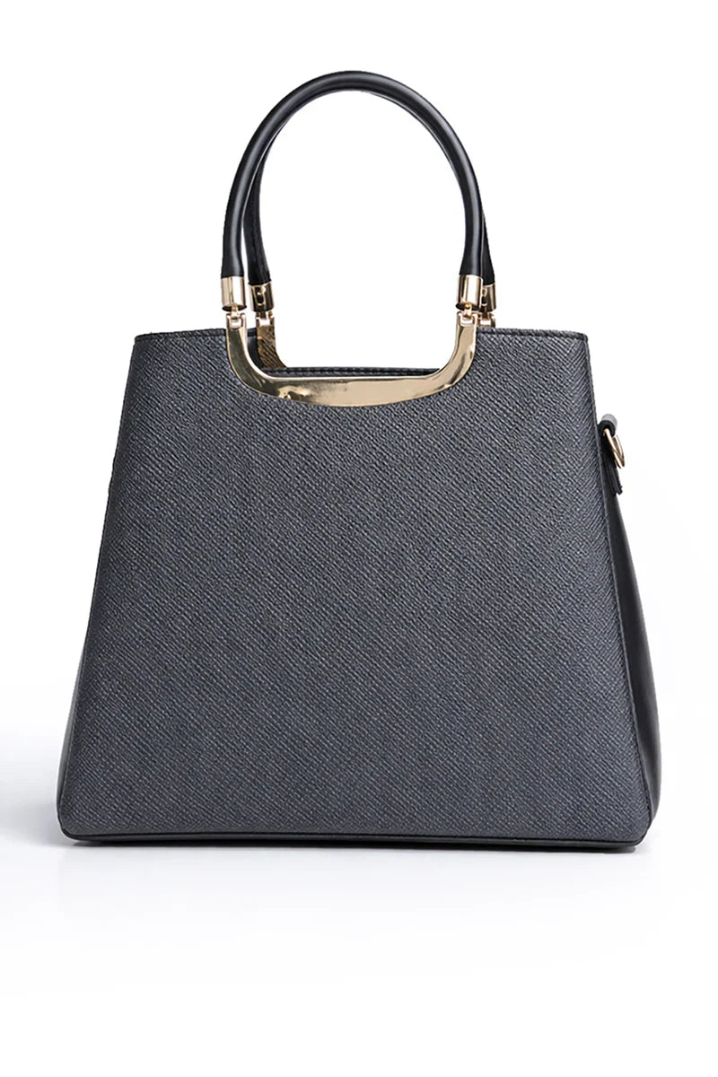Black Mixed-Texture Shoulder Bag